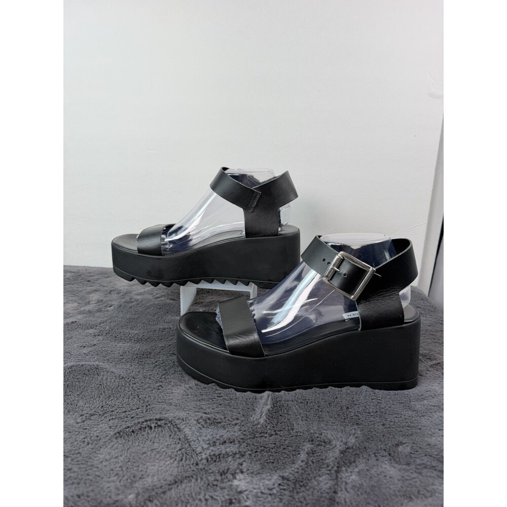 Steve Madden Women’s EU 41 Black Platform Wedge Sandals Ankle Strap Italy